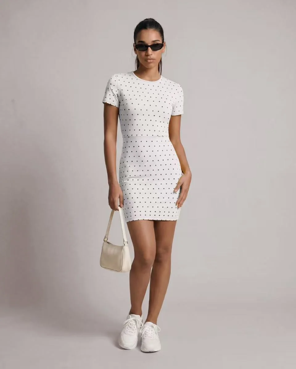 White dotted active dress sample