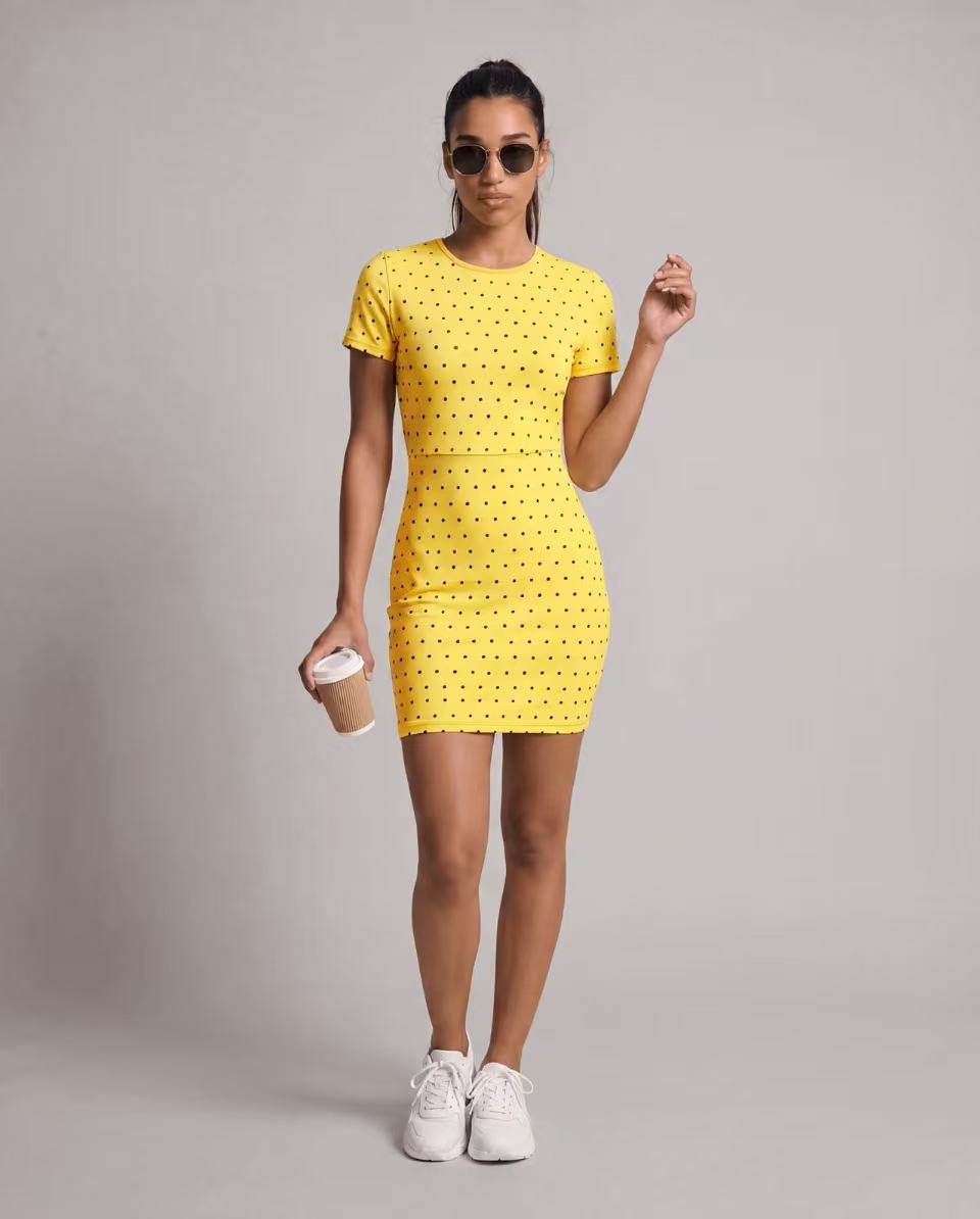 Yellow dotted active dress sample