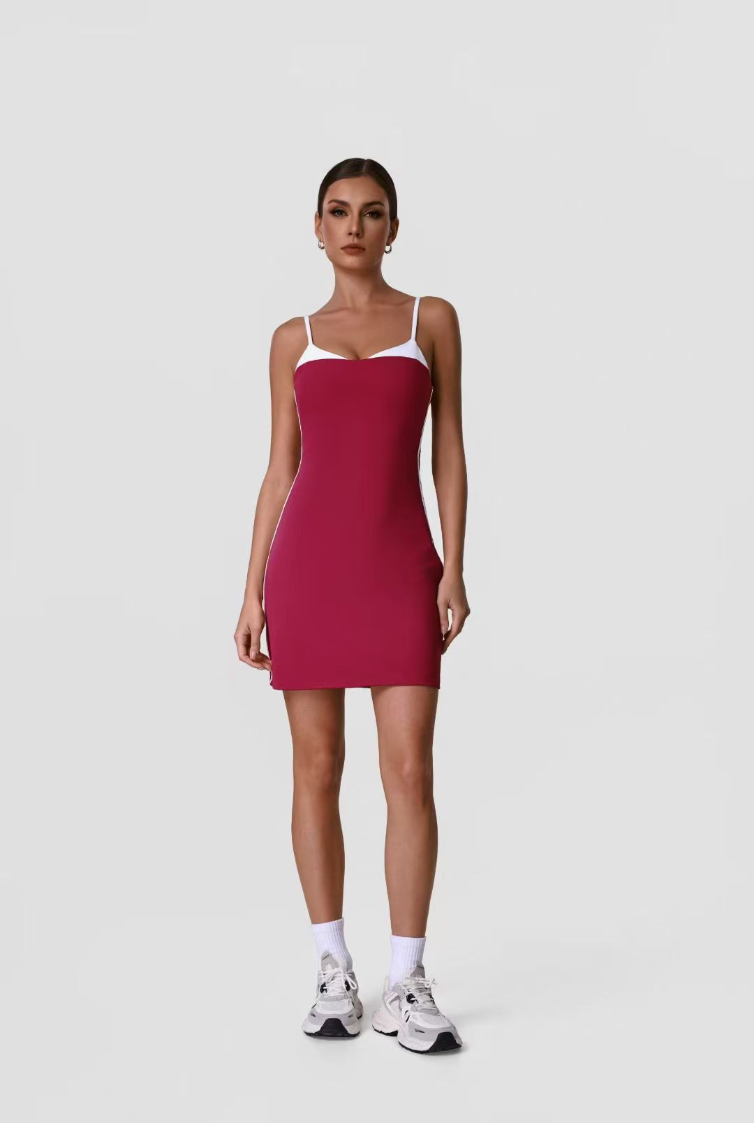 Burgundy Contrast Cami Dress ready-to-ship activewear style