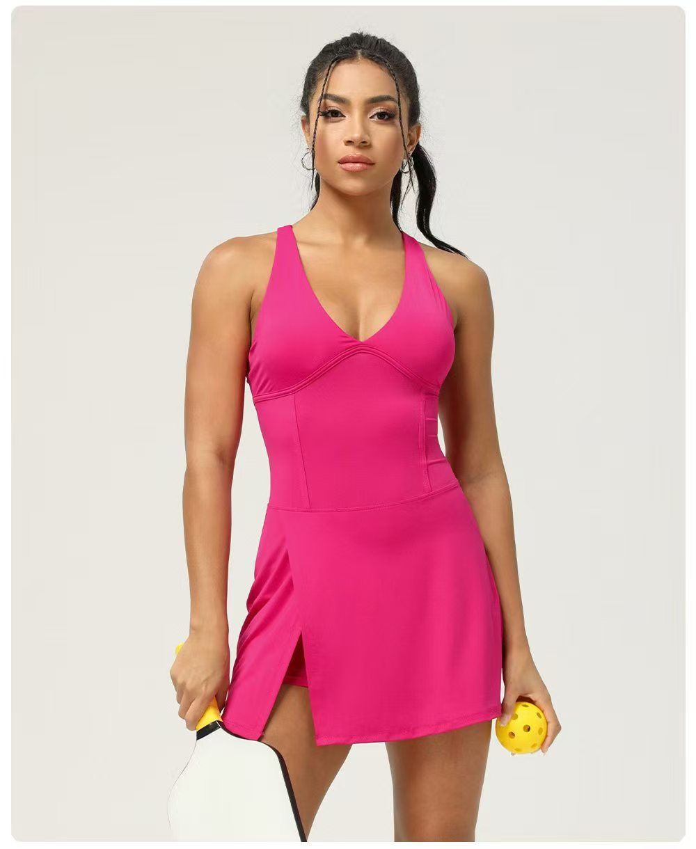 Hot Pink Racerback Tennis Dress ready-to-ship activewear style