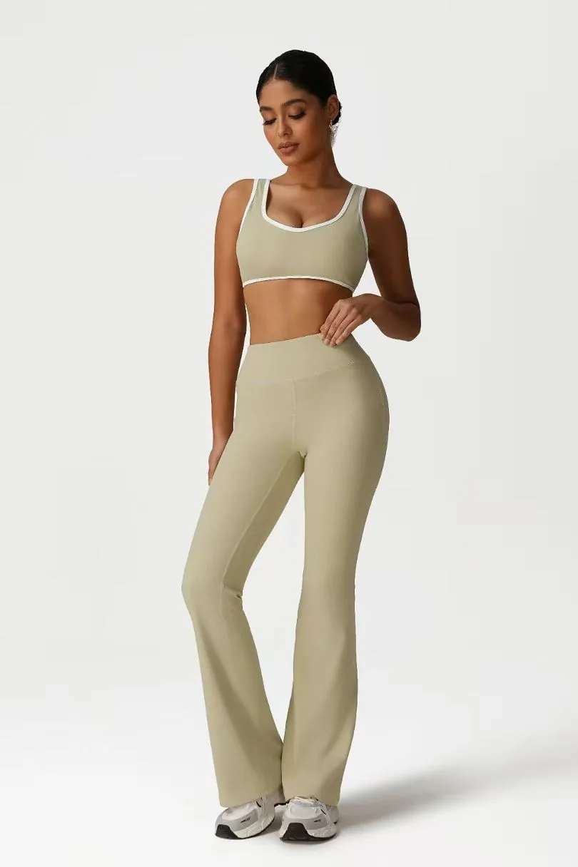Olive Sports Bra Flare Set ready-to-ship activewear style
