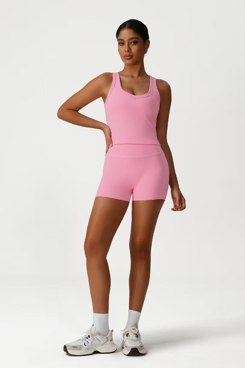 Pink Tank Short Romper ready-to-ship activewear style
