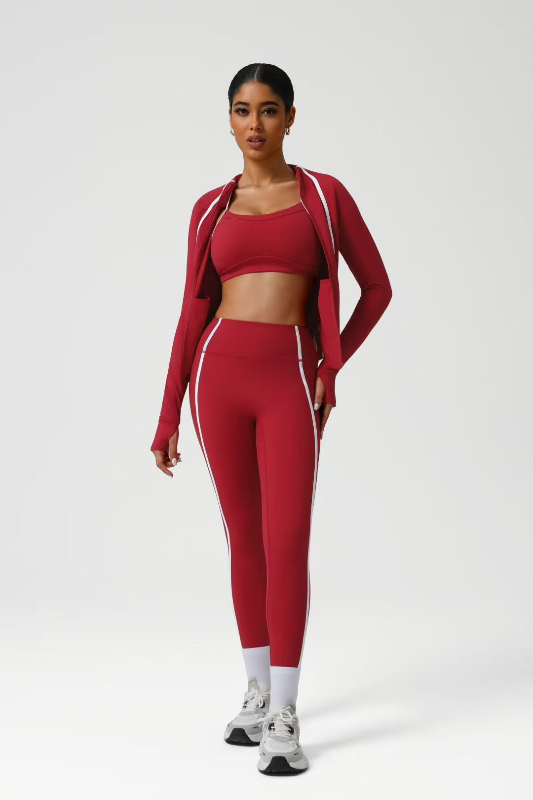 Red Jacket Leggings Set ready-to-ship activewear style