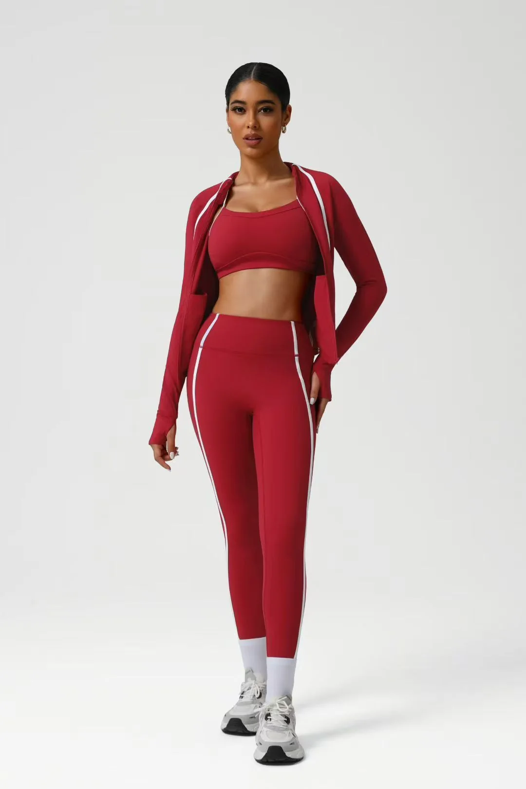 Red Jacket Leggings Set ready-to-ship activewear style
