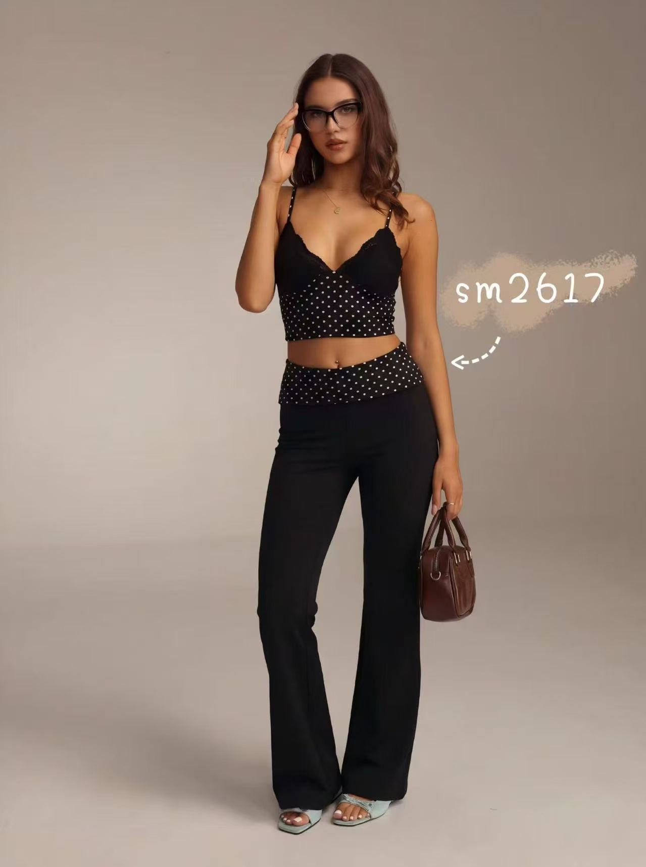Polka-Dot Camisole & Flared Pants Set — SM2617