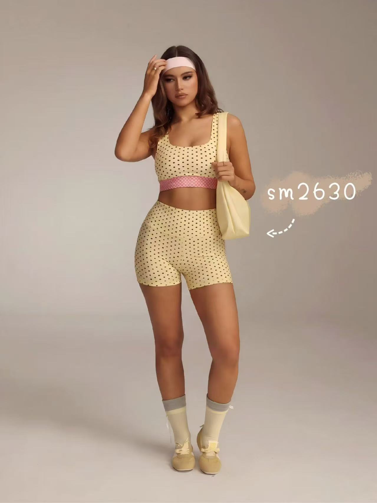 Polka-Dot Crop Top & Biker Shorts Set — SM2630