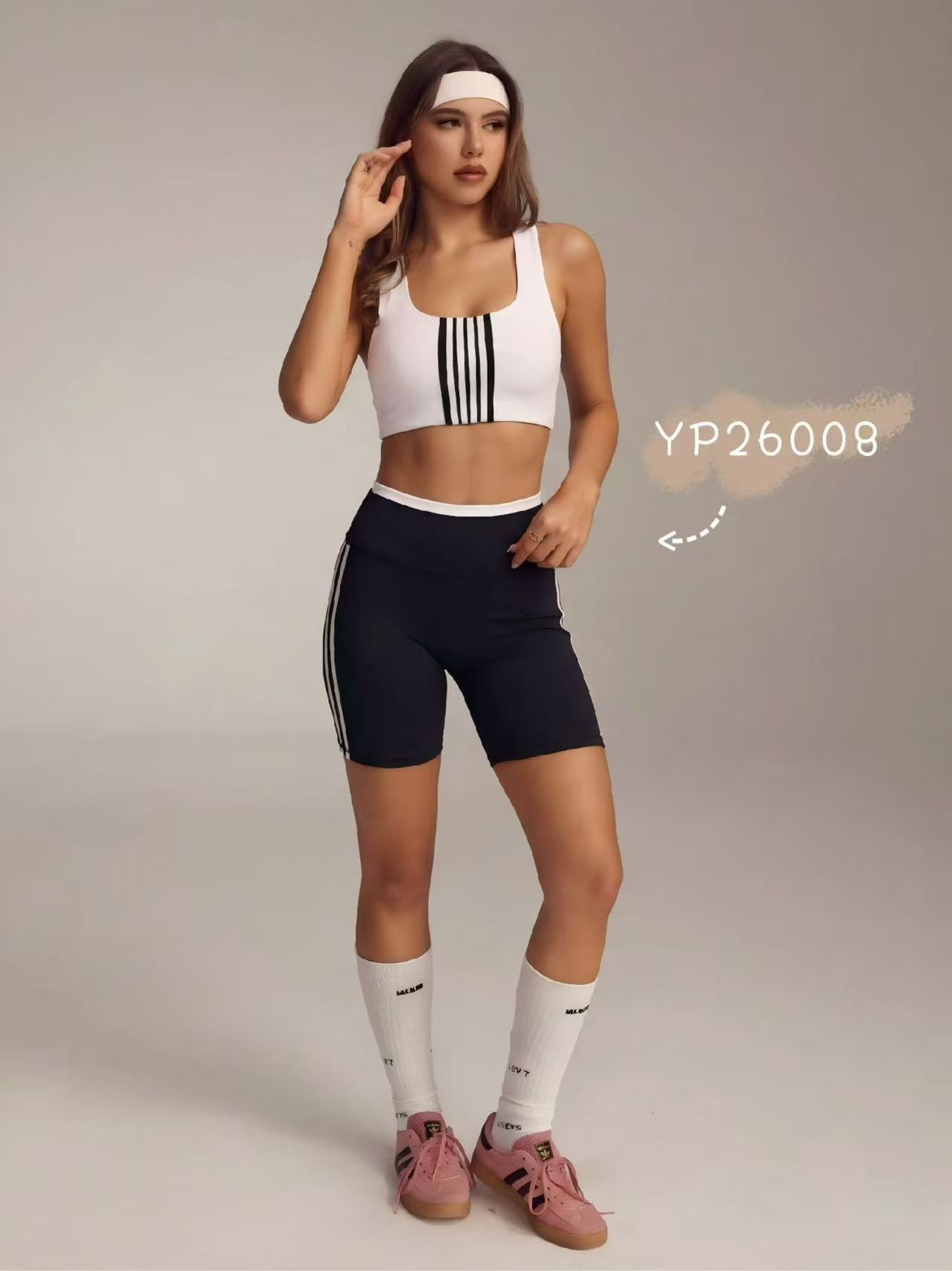 Striped Crop Top & Biker Shorts Set — YP26008
